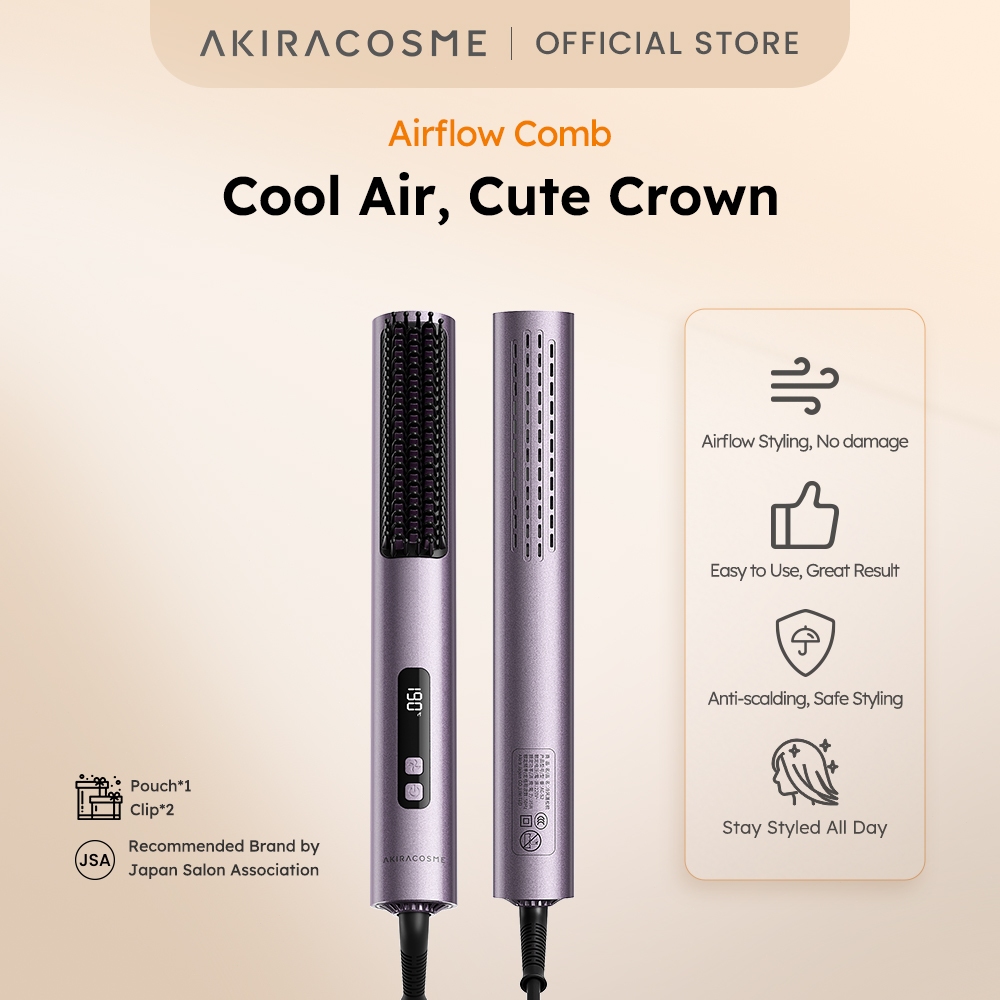 Akiracosme ไอออนลบ Anti Scald Cool Air Volumizing Comb,หวีผม Straightener