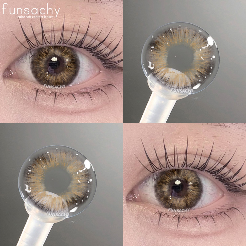 0.0~-800° คอนแทคเลนส์สายตาสั้น ขนาดมินิ ธรรมชาติ สีน้ำตาล ดวงตา เลนส์  พร้อมเคส ส่งไวจากไทย