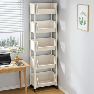 Trolley Bookshelf Kitchen Storage Rack Kitchen Corner Narrow Slit Storage Cabinet Home Organizer