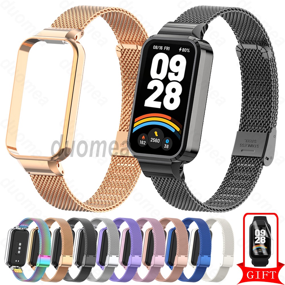 สายสแตนเลสวงโลหะห่วงสร้อยข้อมืออุปกรณ์เสริมสําหรับ Xiaomi Smart Band 9 8 Active / Redmi Smart Band 2 3
