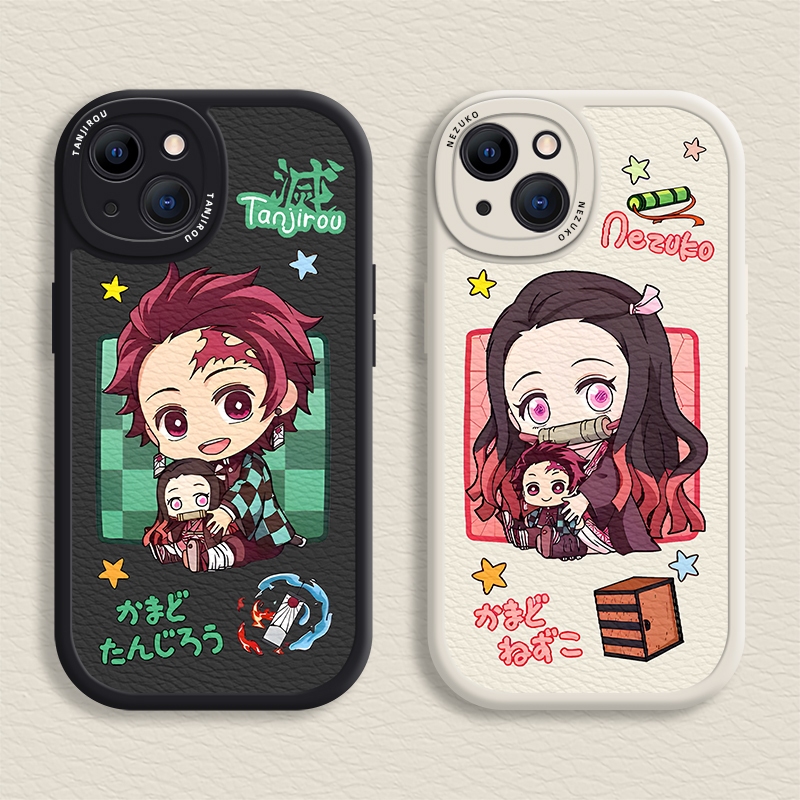Q-Version Demon Slayer Case iPhone สําหรับ 16 / 15 / 14 / 13 / 12 / 11 Promax Tanjiro / Nezuko Soft 