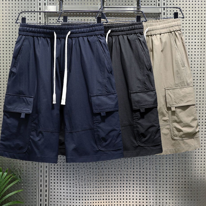 กางเกงขาสั้นหน้าร้อนแบบใหม่ มีกระเป๋าข้าง เอวยางยืดไซส์ใหญ่ กางเกงขาสั้นแฟชั่นสำหรับคนอ้วน มีให้เลือกหลายสี
