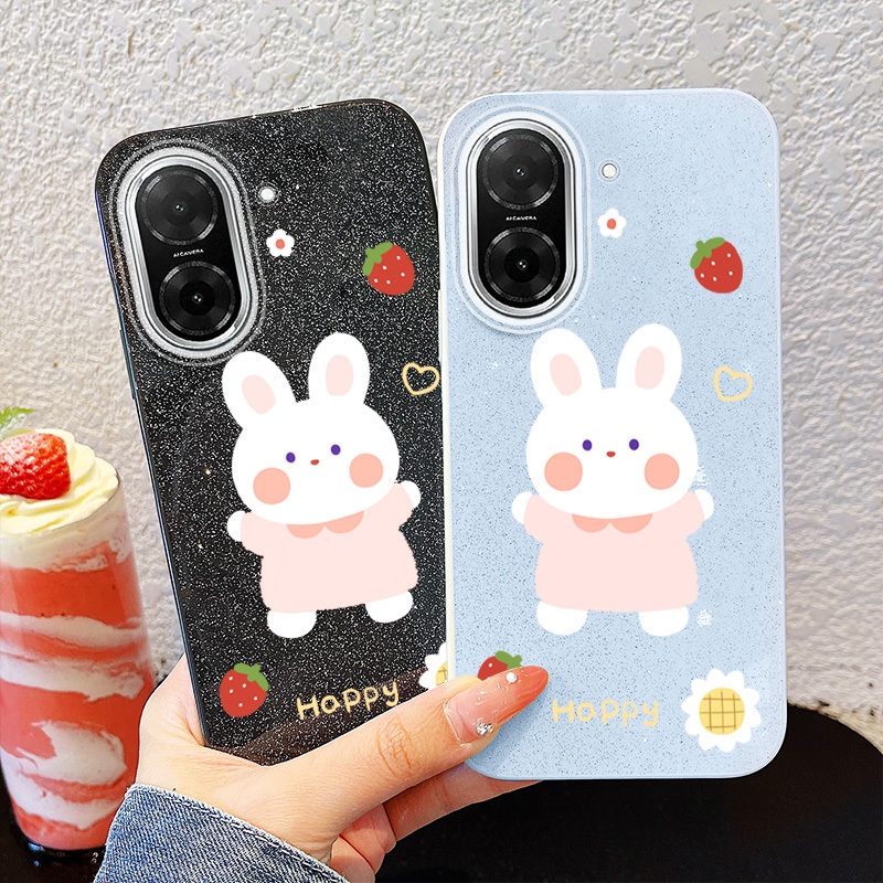 YBD สัตว์น่ารัก Series สําหรับ Redmi A5 Turbo 4 Pro Xiaomi POCO F7 5G POCO C71 สตรอเบอร์รี่กระต่ายสีขาว Ultra Thin แพคเกจเคสโทรศัพท์