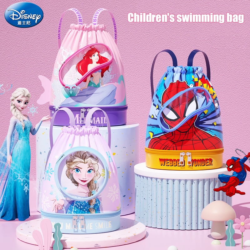 Disney กระเป๋าใส่ชุดว่ายน้ำเด็ก แยกส่วนเปียกและแห้งกันน้ำ  กระเป๋าเป้สะพายหลัง กันน้ํา แยกส่วนเปียก และแห้ง เหมาะกับการพกพาเล่นกีฬา ว่ายน้ํา สําหรับเด็กผู้ชาย และเด็กผู้หญิง