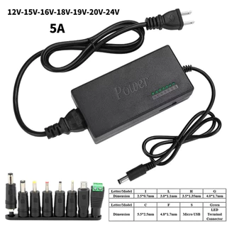 แหล่งจ่ายไฟแบบปรับได้ 12V ~ 24V 5A 96W Universal 100V-240V AC/DC Power Adapter Converter 12V 15V 18V 19V 20V 24V แหล่งจ่ายไฟ 8 DC เคล็ดลับและขั้ว Converter สําหรับ LED Strip Light