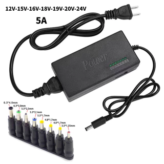 แหล่งจ่ายไฟแบบปรับได้ 12V ~ 24V 5A 96W Universal 100V-240V AC/DC Power Adapter Converter 12V 15V 18V 19V 20V 24V แหล่งจ่ายไฟ 8 DC เคล็ดลับและขั้ว Converter สําหรับ LED Strip Light