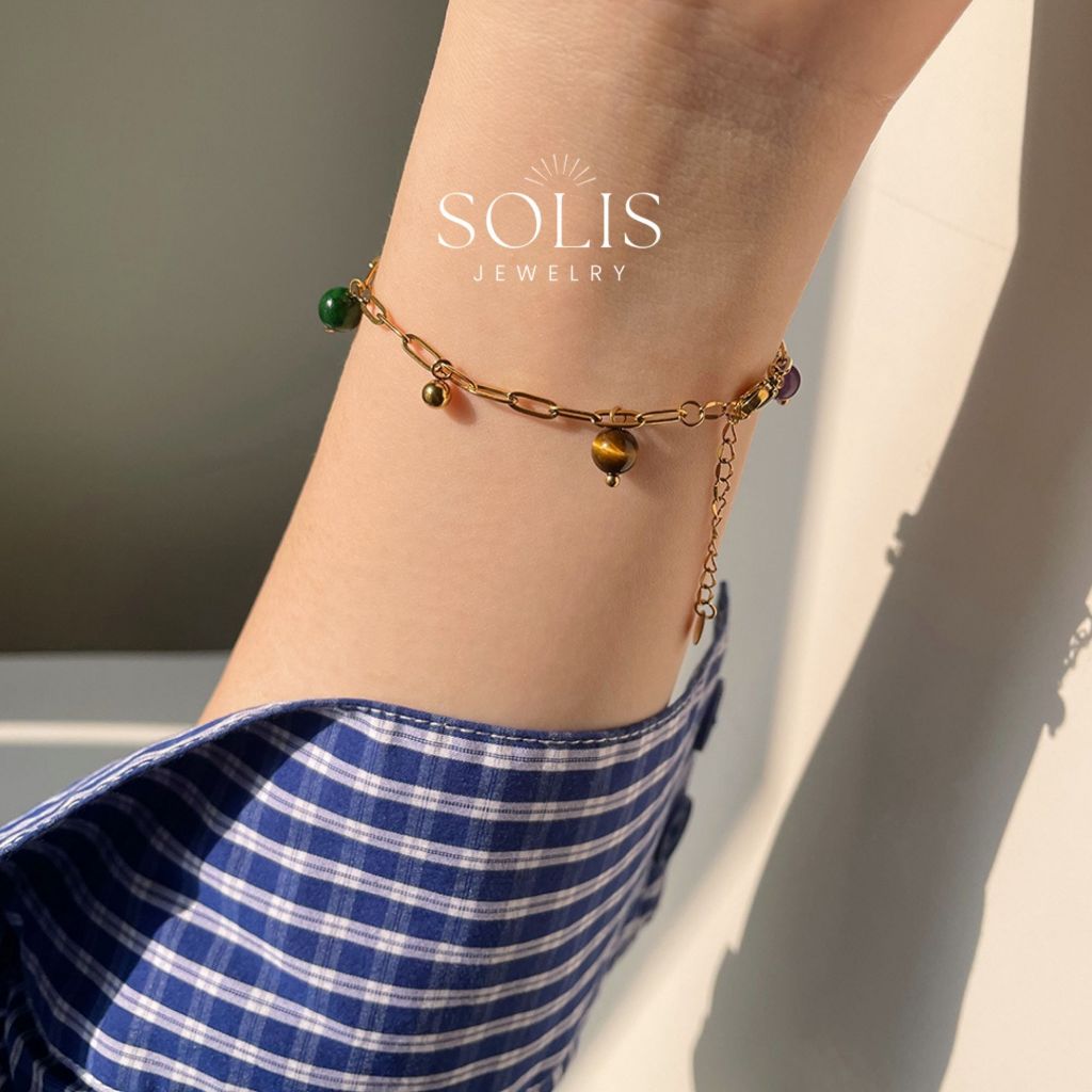 สร้อยข้อมือโซ่ลูกปัดอเมทิสต์สีสันสดใส • กําไลข้อมือแฟชั่นสําหรับซัมเมอร์บีชผู้หญิงมิตรภาพ พี่ชาย456