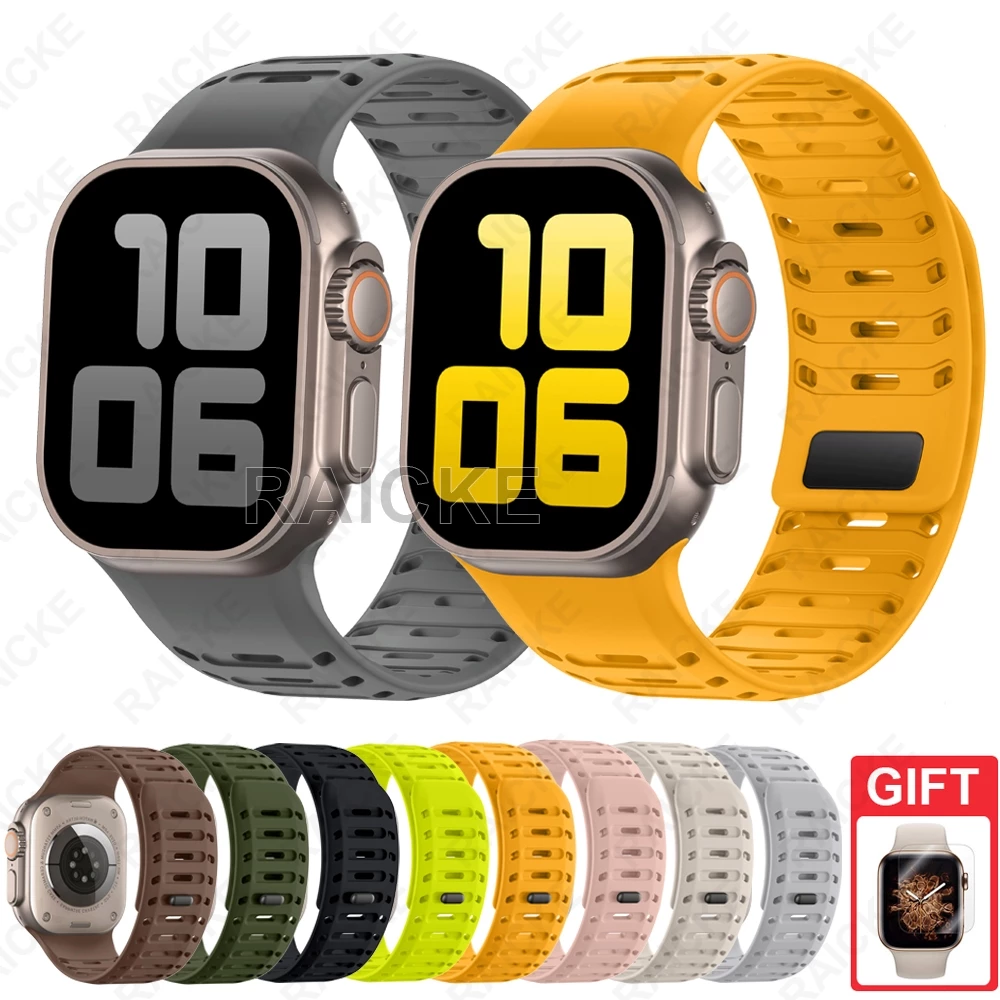 สายรัดข้อมือซิลิโคนสำหรับ iWatch Series 11/10/9/8/7/6/5/4/3 / SE Ultra 2 49mm 46mm 44mm 45mm 42mm