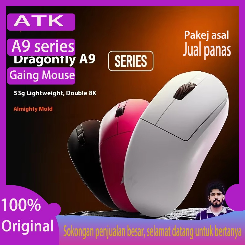 ATK Dragonfly A9 Ultra Mouse Paw3950 เมาส์ไร้สาย 8000Hz เมาส์สําหรับเล่นเกมน้ําหนักเบา