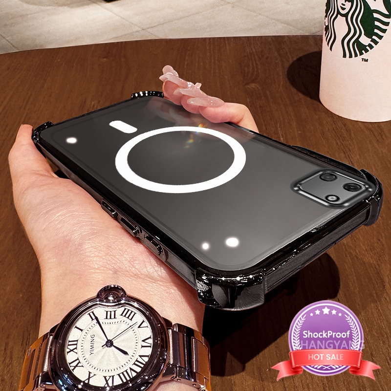 เคสสําหรับRealme C11 2020 C11 2021 ซิลิโคนความละเอียดสูงโปร่งใสเคสโทรศัพท์ดูดซับแรงกระแทกความงามการออกแบบแหวนแม่เหล็กและTPU soft case