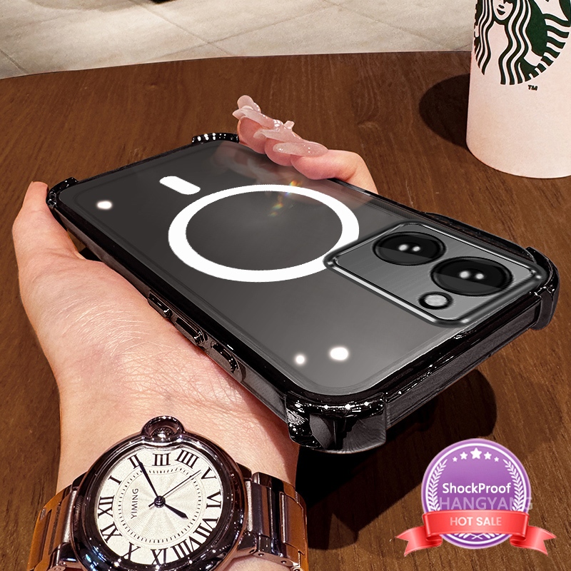 เคสสําหรับRealme c33 ซิลิโคนความละเอียดสูงโปร่งใสเคสโทรศัพท์ดูดซับแรงกระแทกความงามการออกแบบแหวนแม่เหล็กและเคสนิ่มTPU