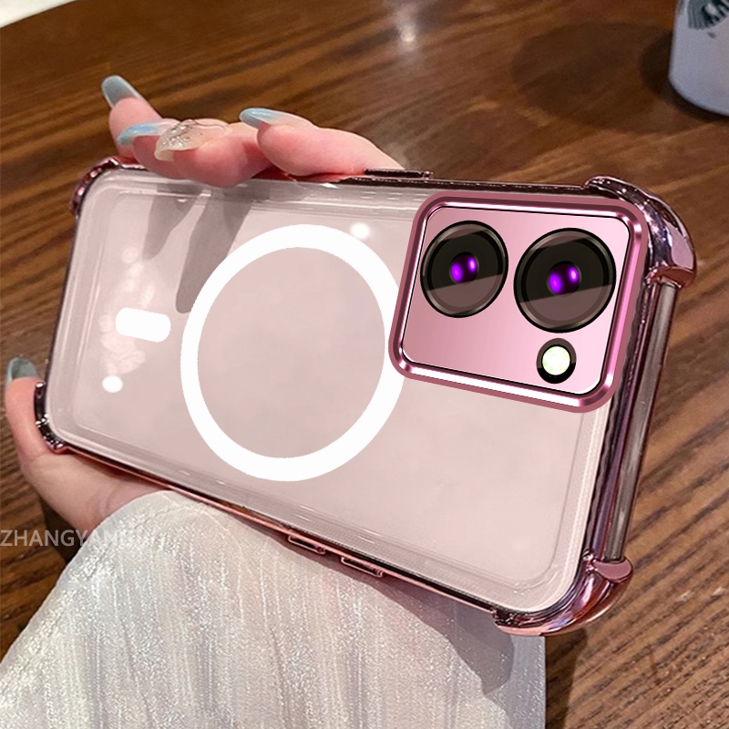 เคสสําหรับRealme c33 ซิลิโคนความละเอียดสูงโปร่งใสเคสโทรศัพท์ดูดซับแรงกระแทกความงามการออกแบบแหวนแม่เหล็กและเคสนิ่มTPU - รูปที่ 4