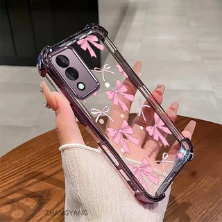 เคสสําหรับ OPPO A3 Pro 5G ความละเอียดสูงโปร่งใสสี่มุมดูดซับแรงกระแทกเคสโทรศัพท์ไฟฟ้าความงามโบว์ออกแบบใหม่ซิลิโคนอ่อนนุ่ม