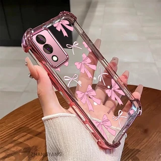 เคสสําหรับ OPPO A3 Pro 5G ความละเอียดสูงโปร่งใสสี่มุมดูดซับแรงกระแทกเคสโทรศัพท์ไฟฟ้าความงามโบว์ออกแบบใหม่ซิลิโคนอ่อนนุ่ม
