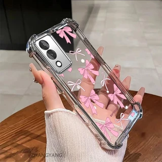 เคสสําหรับ OPPO A3 Pro 5G ความละเอียดสูงโปร่งใสสี่มุมดูดซับแรงกระแทกเคสโทรศัพท์ไฟฟ้าความงามโบว์ออกแบบใหม่ซิลิโคนอ่อนนุ่ม
