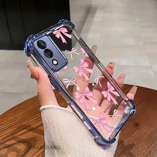 เคสสําหรับ OPPO A3 Pro 5G ความละเอียดสูงโปร่งใสสี่มุมดูดซับแรงกระแทกเคสโทรศัพท์ไฟฟ้าความงามโบว์ออกแบบใหม่ซิลิโคนอ่อนนุ่ม