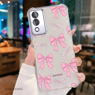 เคสสําหรับ OPPO A3 Pro 5G ความละเอียดสูงโปร่งใสสี่มุมดูดซับแรงกระแทกเคสโทรศัพท์ไฟฟ้าความงามโบว์ออกแบบใหม่ซิลิโคนอ่อนนุ่ม