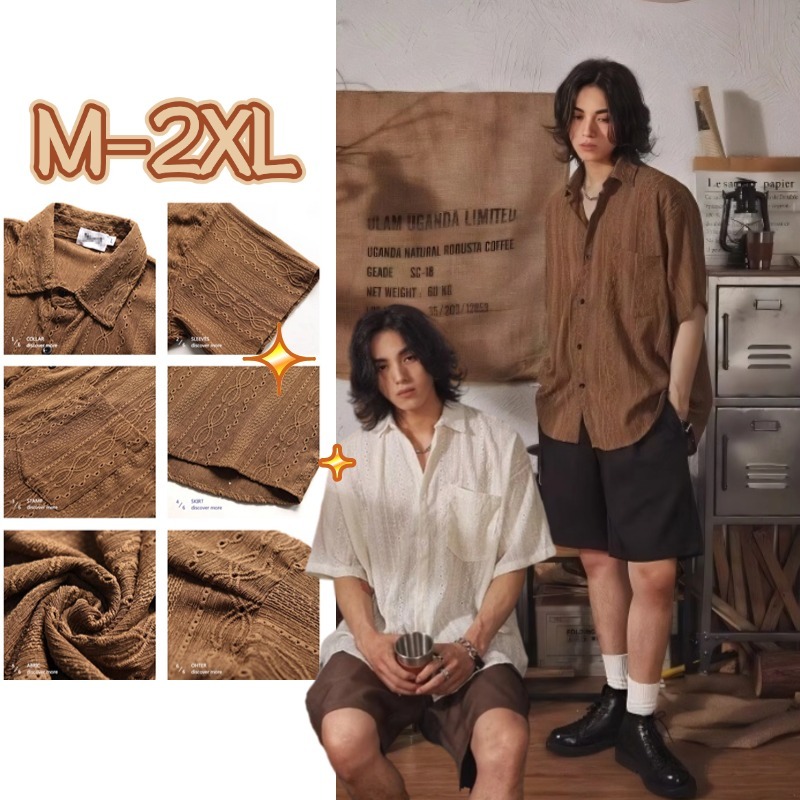 เสื้อเชิ้ตแขนสั้นผ้าม่านหล่อ คนพาล สไตล์ฮ่องกง