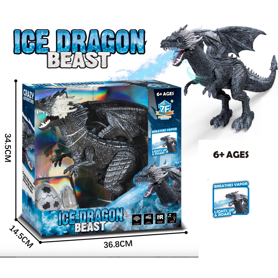 ของเล่นควบคุมระยะไกลสัตว์มังกรน้ําแข็ง – LED Light-Up Walking Dragon พร้อมสเปรย์หมอก & เอฟเฟกต์เสียงเสียงที่ห่างไกลสําหรับเด็กอายุ 6+ ของขวัญวันเกิดสําหรับเด็กผู้ชาย,เด็กผู้หญิงและเด็ก