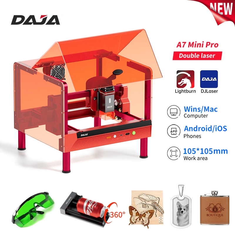 Daja A7 Mini PRO เครื่องแกะสลักเลเซอร์สมาร์ท Simple Mini เลเซอร์พิมพ์เลเซอร์ตัดเดสก์ท็อปเครื่องพิมพ์