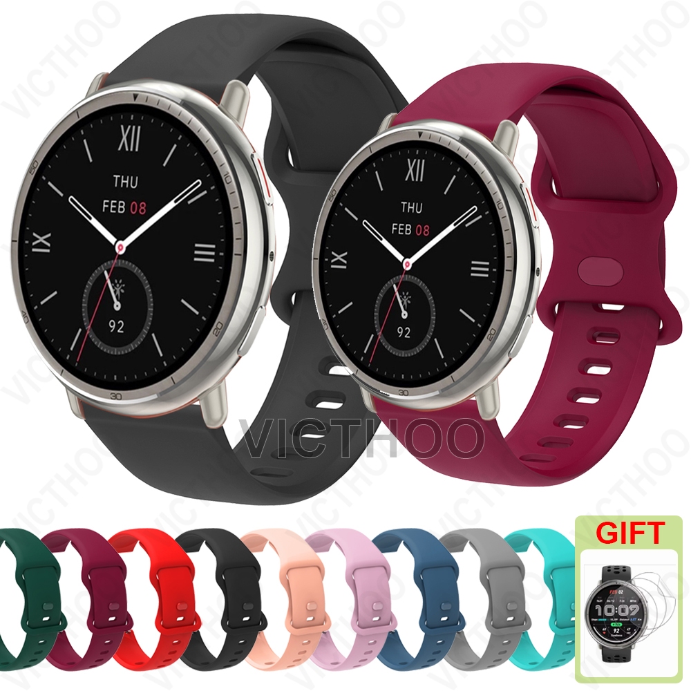 สายรัดซิลิโคนเปลี่ยนสายรัดข้อมืออ่อนสายรัดข้อมืออุปกรณ์เสริมสำหรับ Amazfit Active 2