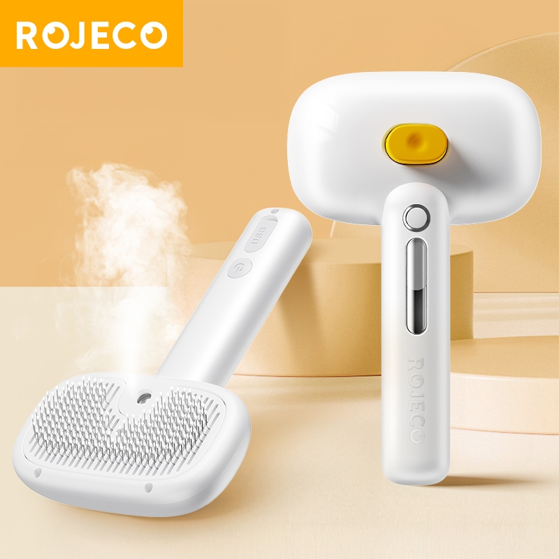 ROJECO สัตว์เลี้ยงสเปรย์หวีผม Professional ไฟฟ้าผม Straightener แปรงหวีสําหรับแมวสัตว์เลี้ยงนวดหวีแปรงไอน้ํา
