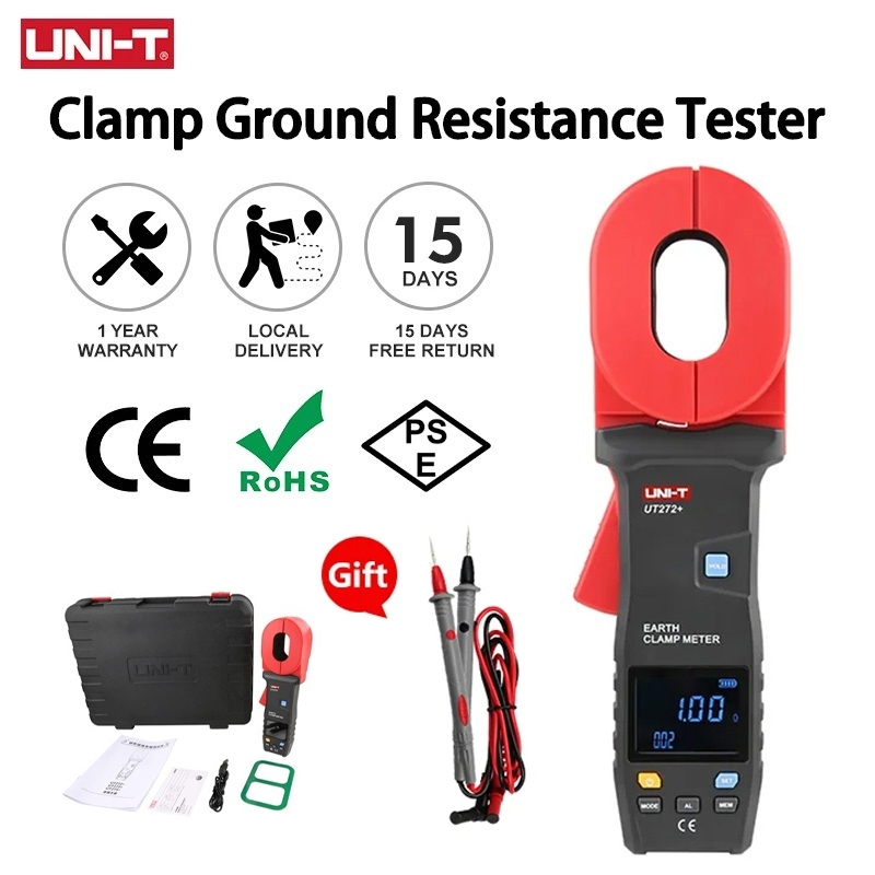 UNI-T 24H บริการจัดส่งในพื้นที่UNI-T UT272+ UT273+ UT275+ Clamp Earth Resistance Tester Ground Resis