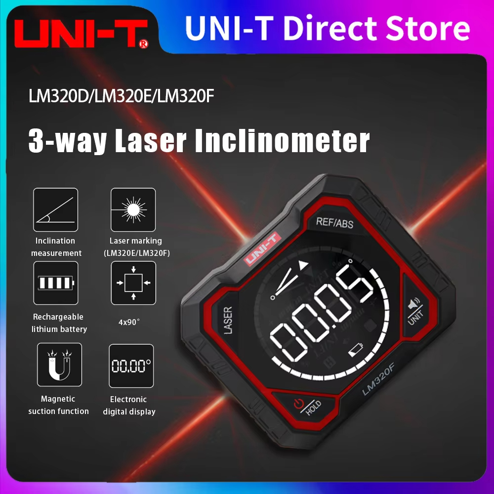 UNI-T LM320 เครื่องวัดเทวดาแบบดิจิตอล Inclinometer 4*90° ด้วยการวัดมุมสัมบูรณ์ % MM/M IN/FT Magnetic