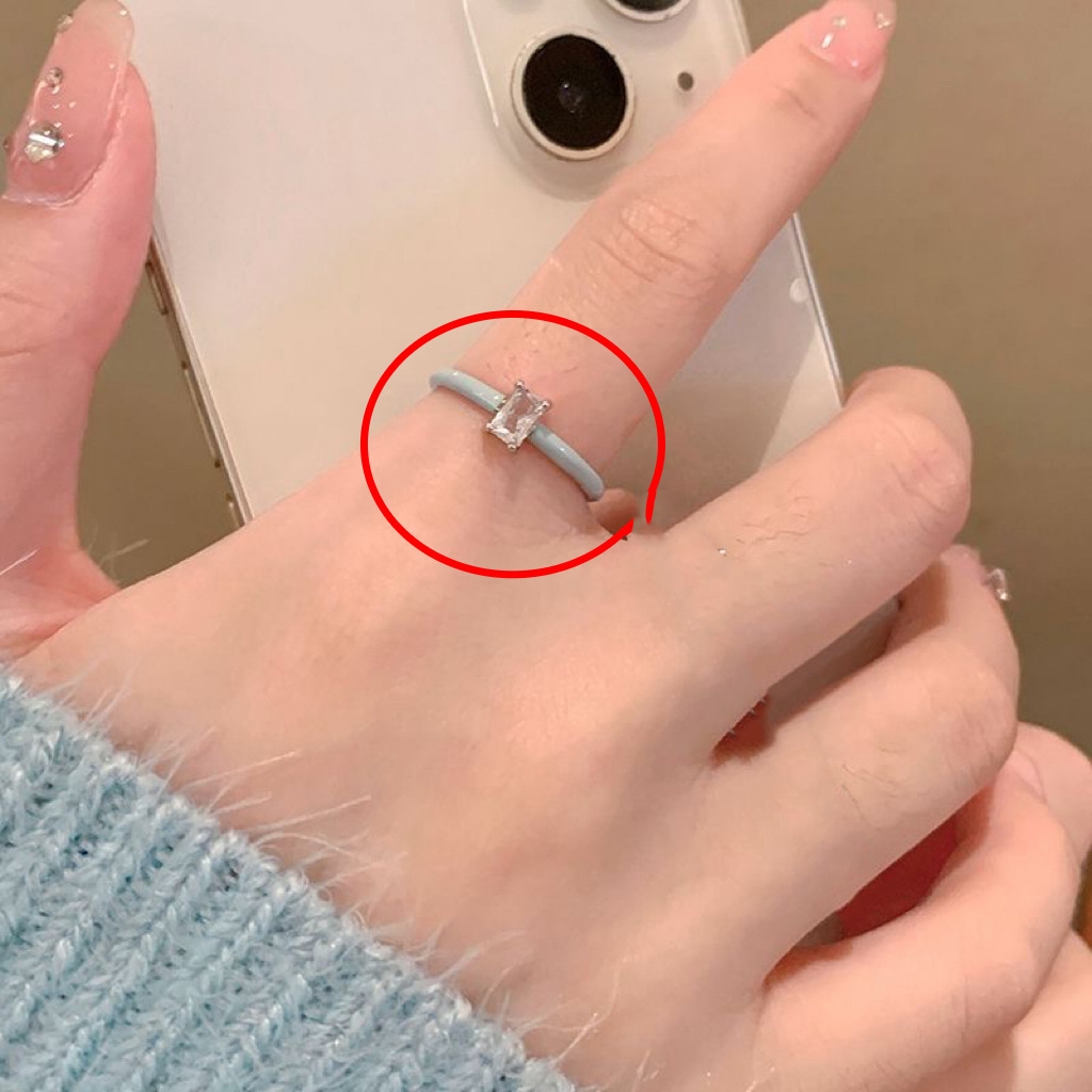 แฟชั่น เกาหลีสีฟ้าเซอร์โคเนียแหวนดาวผู้หญิงสีเงินอินของขวัญวันเกิดนักเรียน - รูปที่ 6