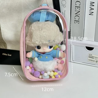 18 ซม. DIMO กระเป๋าเก็บตุ๊กตาไวนิล DIMO World Serires เคสป้องกัน PVC โปร่งใสกันฝุ่น Outing เดินกระเป๋าเด็ก