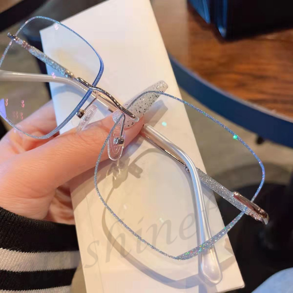 👓แว่นสายตาสั้น👓 -75°~ -625° ป้องกันแสงสีฟ้า ไร้กรอบ นักเรียน สไตล์เกาหลี Unisex 1137