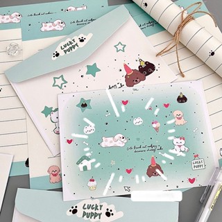 8 ชิ้น/เซ็ต Lucky Puppy ซองพร้อมแผ่นตัวอักษร DIY การ์ตูน Lov…