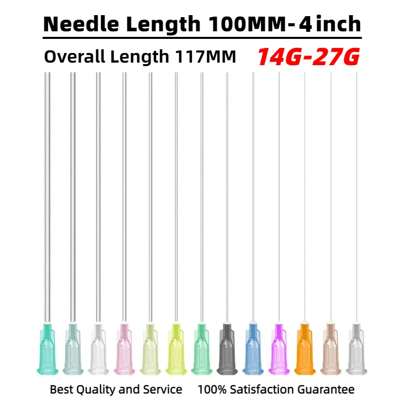 10pcs 100mm 4นิ้ว 14G-27G ข็มพลาสติกเหล็ก เข็มปากแบน  ปลายสแตนเลส เข็มหยอดของเหลว หัวเข็มหยอดกาว  วัสดุสิ้นเปลือง Dispenser อุปกรณ์เสริมเข็ม 14G/15G/16G/18G/19G/20G/21G/22G/23G/24G/25G/26G/27G