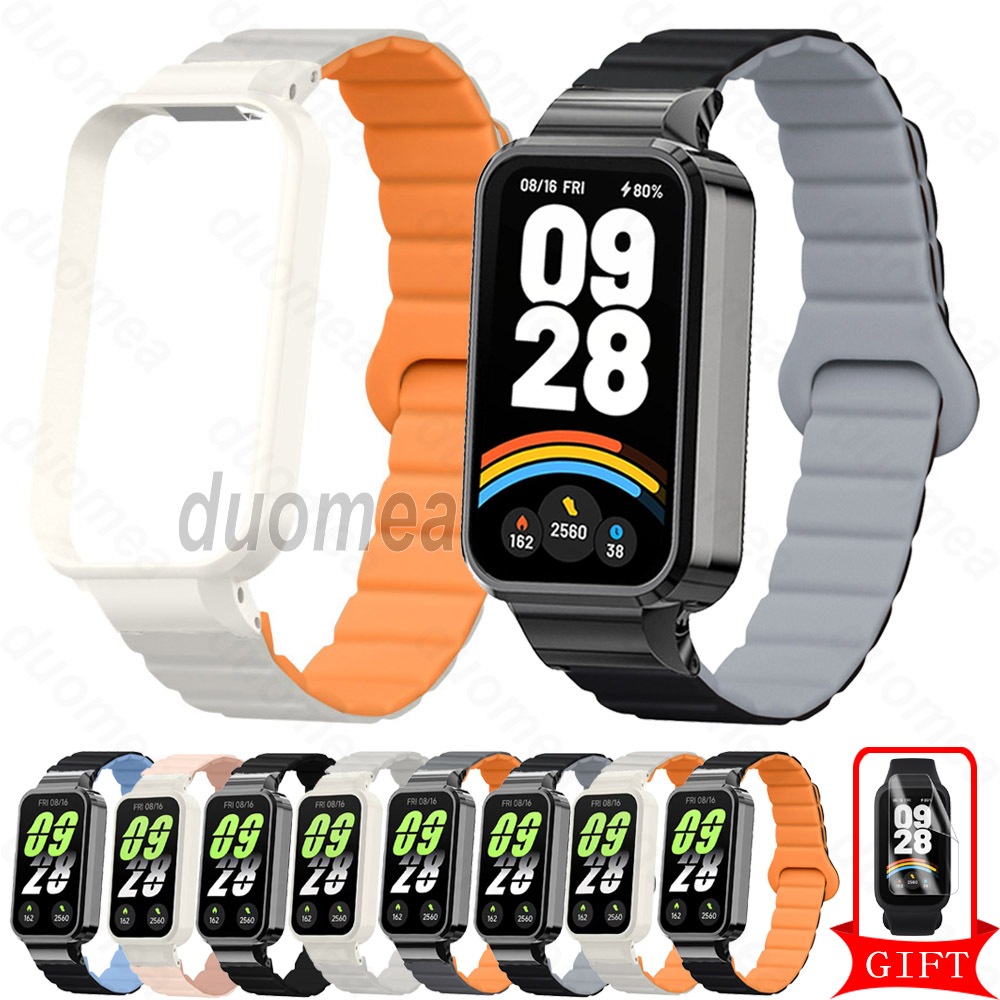 สายรัดข้อมือซิลิโคนอุปกรณ์เสริมสร้อยข้อมือแม่เหล็กสําหรับ Xiaomi Smart Band 9 8 Active / Redmi Smart Band 2 3