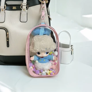 18 ซม. DIMO กระเป๋าเก็บตุ๊กตาไวนิล DIMO World Serires เคสป้องกัน PVC โปร่งใสกันฝุ่น Outing เดินกระเป๋าเด็ก