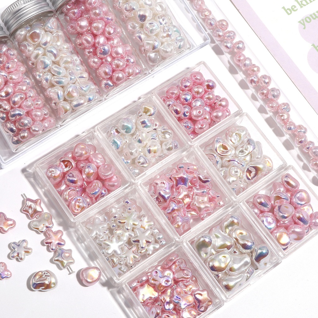 2 ชิ้น Symphony ABS ลูกปัดรูปทรงพิเศษสีขาวสีชมพู DIY ลูกปัดทําสร้อยข้อมือจี้