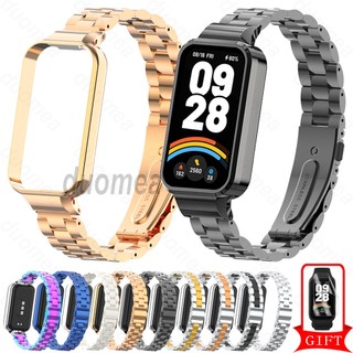 สายสแตนเลสสายโลหะทนทานสร้อยข้อมืออุปกรณ์เสริมสําหรับ Xiaomi Smart Band 9 8 Active / Redmi Smart Band 2 3