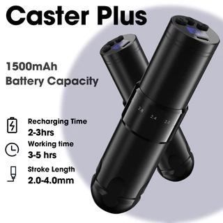 Caster PLUS ไร้สายสักปากกาเครื่องและเครื่องสักปากกาแบบพกพาพลังงานแพ็ค,ปรับจังหวะ,1500มิลลิแอมป์ชั่วโมงไร้สายแบตเตอรี่จอแสดงผล นํา สําหรับตลับหมึกเข็มสัก