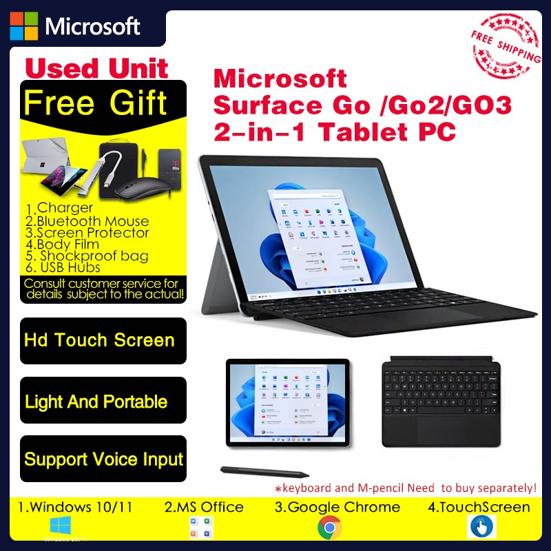 Microsoft Surface Go1 Go2 Go3 GO4 แล็ปท็อป 2-in-1 (ระบบ Win10 หรือ win11)Intel Pentium Gold 4415Y/44