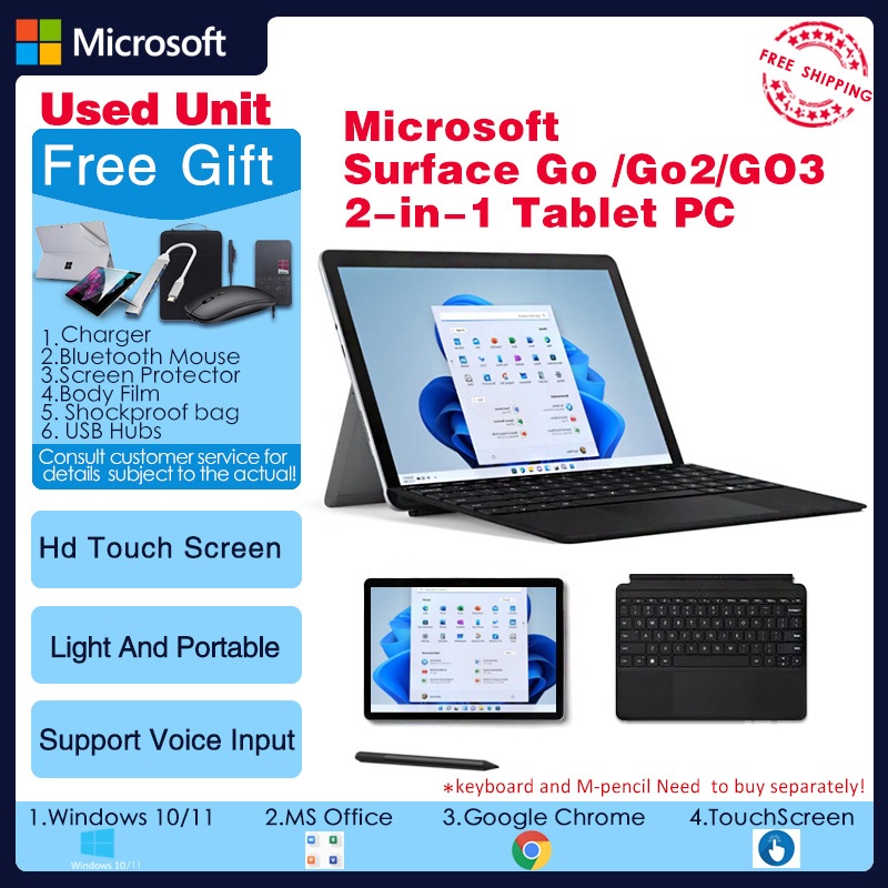 Microsoft Surface Go1 Go2 Go3 แล็ปท็อป 2-in-1(Win10 หรือ win11 ระบบ)Intel Pentium Gold 4415Y/4425Y/6