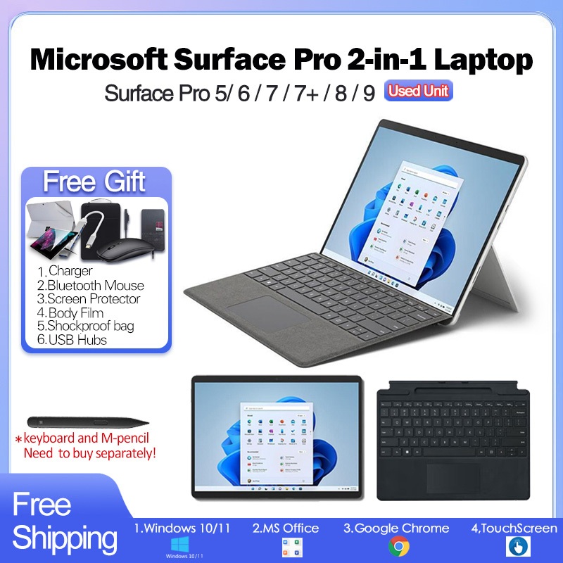 Microsoft Surface pro8 pro7 pro7+ pro5 pro6 แล็ปท็อป 2 in 1 Core i5/i7-11th 10th 8th Gen 8/16GB RAM 
