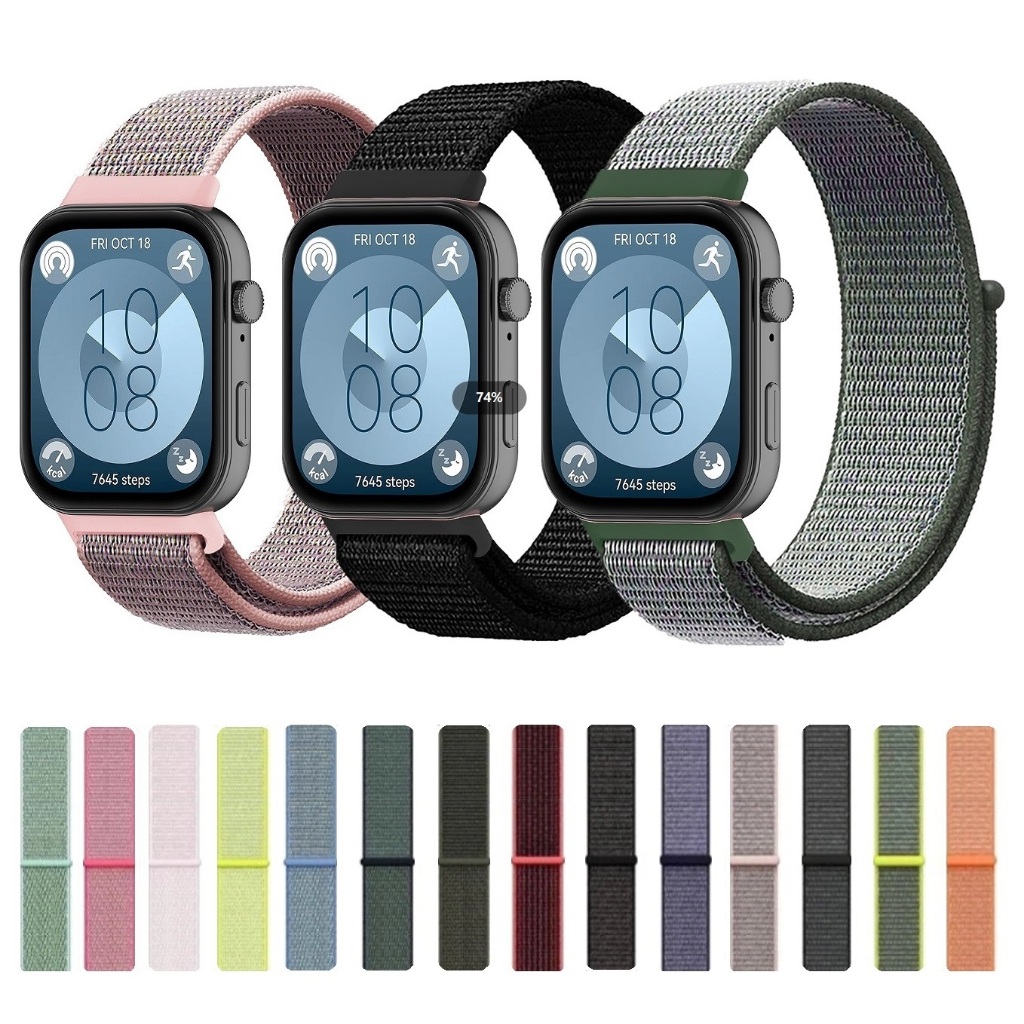 Nylon Loop For Huawei watch Fit 5 สาย Huawei watch Fit 5 Pro สายนาฬิกา สาย huawei watch fit 4 Strap วงไนลอนสําหรับนาฬิกา Huawei Fit 3 สายกีฬา Breathable สาย Huawei Fit4 pro / Huawei Fit 5 สาย เข ็ มขัด Huawei Fit3 สายรัดข ้ huawei watch fit 3 สาย