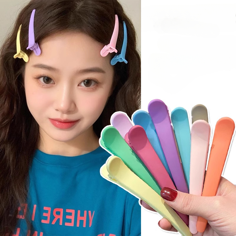 Duckbill คลิปสี Candy Hairdressing Salon Hairpins พลาสติก DIY Hair Care ผม Clamps เครื่องมือจัดแต่งทรงผม Professional