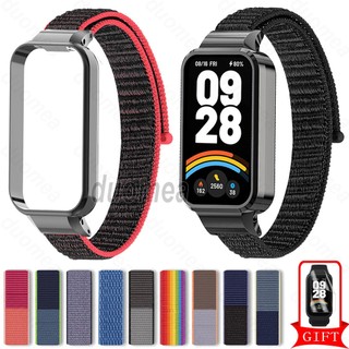 สายรัดข้อมือไนลอนอุปกรณ์เสริมสร้อยข้อมือระบายอากาศสําหรับ Xiaomi Smart Band 9 8 Active / Redmi Smart Band 2 3