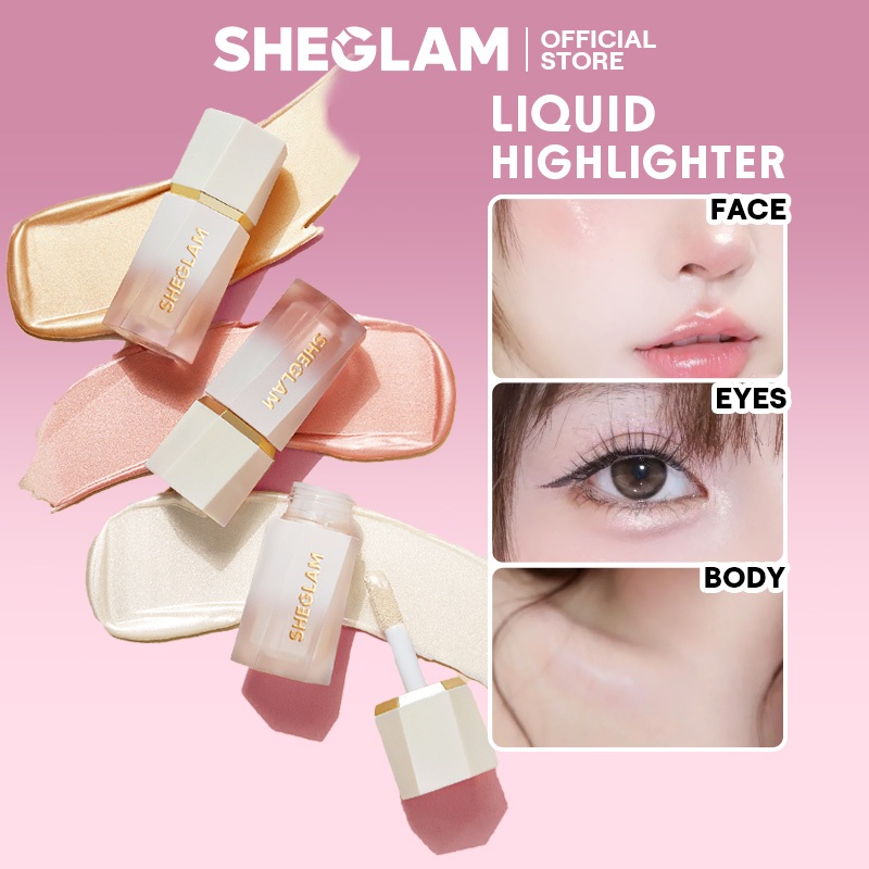 Sheglam Glow Bloom Liquid Highlighter-Gel Cream Highlighter Shimmer Dewy Finish Long Wear Brightening Non-Caking Waterproof Glow Highlighter แต่งหน้า