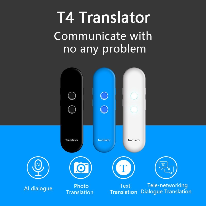 T4 Smart Voice Translator โทรศัพท์มือถือ Bluetooth Translator 96 ภาษาบทสนทนาปากกาแปลการค้าต่างประเทศ