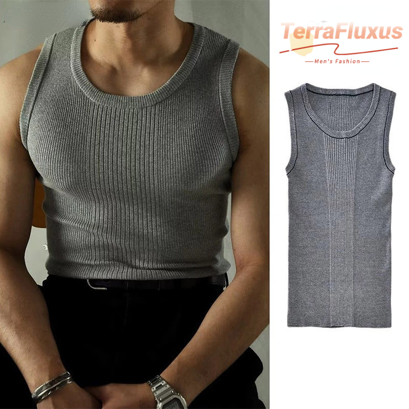 Bonnie Cathy  ไม่ เสื้อกั๊กกีฬาอเมริกันย้อนยุคสําหรับผู้ชายชุดชั้นในถักแปลกใหม่ฤดูร้อน