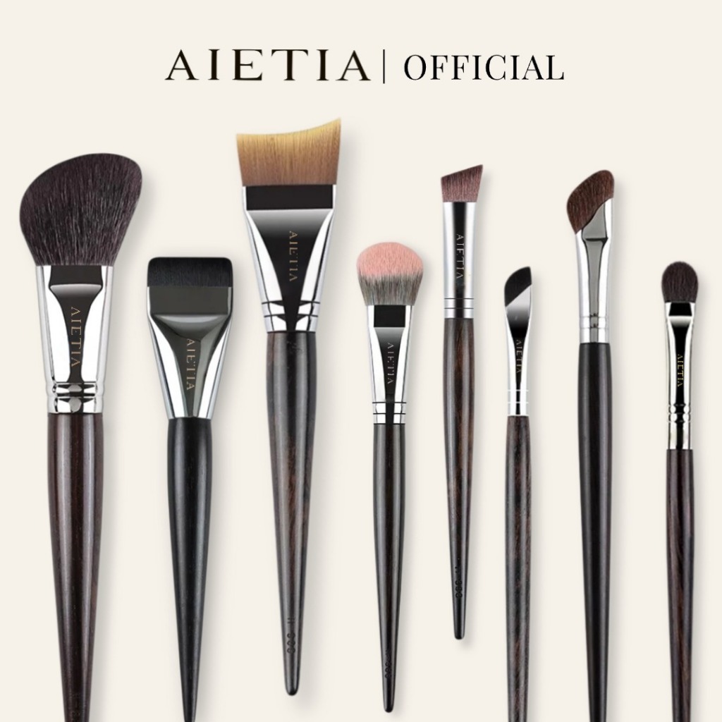 AIETIA แปรงแต่งหน้าไม้ไม้มะเกลือระดับพรีเมียมครบชุด | บุคคลสําหรับใบหน้าและตานุ่มหนาแน่นขนแปรงแปรงมูลนิธิแปรงแปรงปัดแก้มแปรงผงแปรงคอนซีลเลอร์