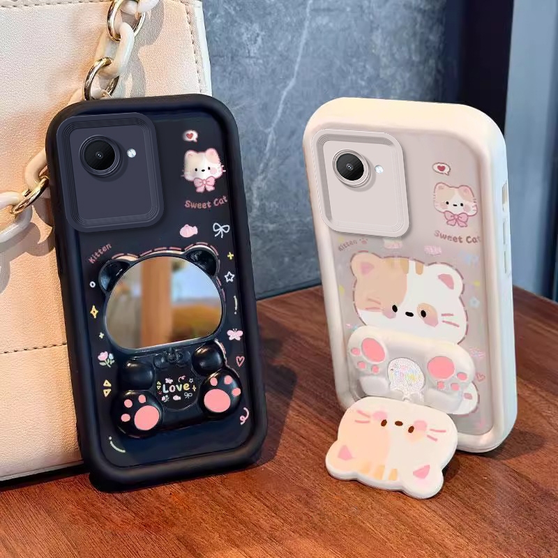 FOR เคส เคสสําหรับRealme C30S REALME c30 2022 5Gเคสโทรศัพท์Softcaseซิลิโคนกันกระแทกออกแบบใหม่ความงามการ์ตูนแมวพร้อมที่วางสําหรับกระจกJTMMZJ01 - รูปที่ 3