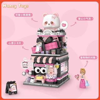 😸Cat styling สตรีทวิว ตัวต่อ DIY15cm 917pcs ของเล่นเด็ก ของตกแต่งไซส์มินิ ของขวัญ <Nancy>